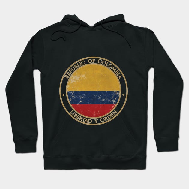 Vintage Republic of Colombia USA South America United States Flag Hoodie by DragonXX